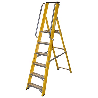 Glass Fibre Platform Step Ladders With Handrails