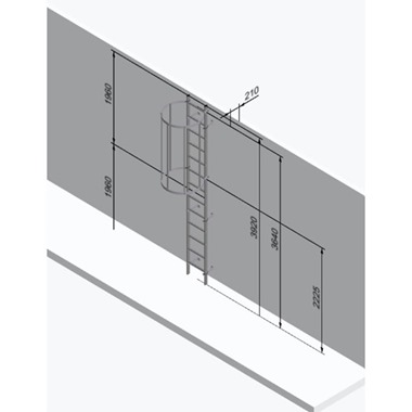 Fixed Vertical Ladder with Safety Cage