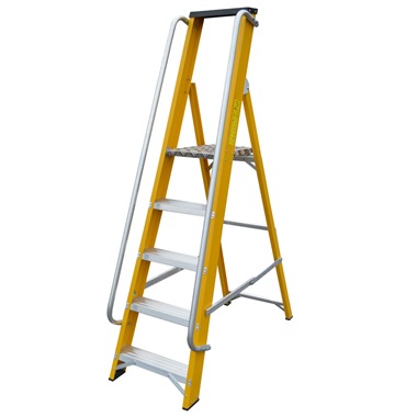 Glass Fibre Platform Step Ladders With Handrails