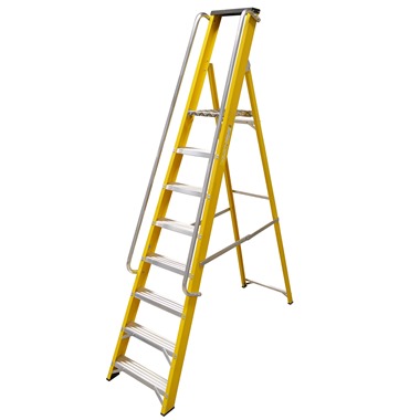 Glass Fibre Platform Step Ladders With Handrails