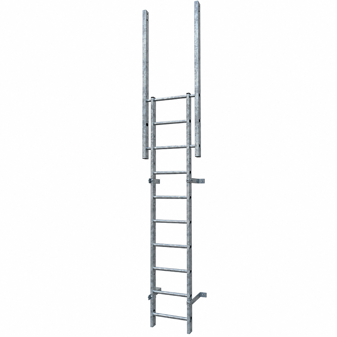 Galvanised Steel Fixed Ladder with Walkthrough