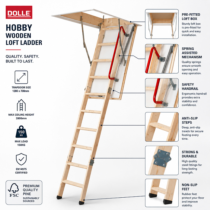 Dolle Hobby (1200 x 700) Wooden Loft Ladder