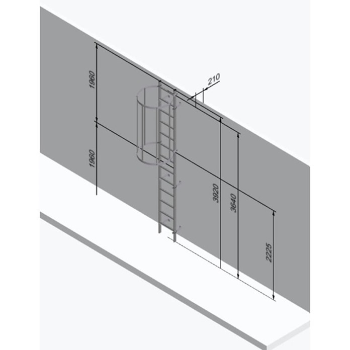 Fixed Vertical Ladder with Safety Cage