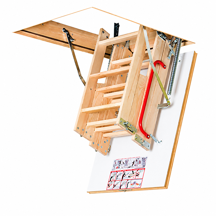 FAKRO LWK Komfort 4 Section Wooden Loft Ladder