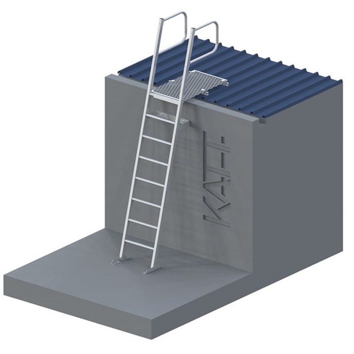 Angled access ladder - standard landing