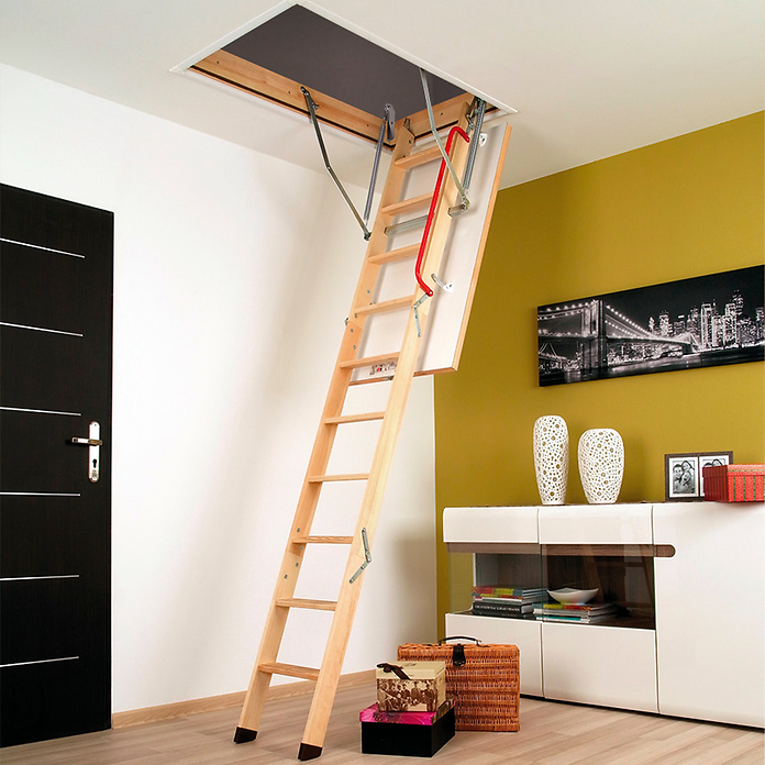 3 Section Folding Wooden Loft Ladder (LWK Komfort)