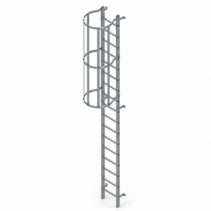 Galvanised Steel Vertical Fixed Ladder with Safety Cage