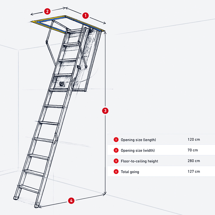 DOLLE REI 60 Fire Resistant Loft Ladder 1200 x 700mm