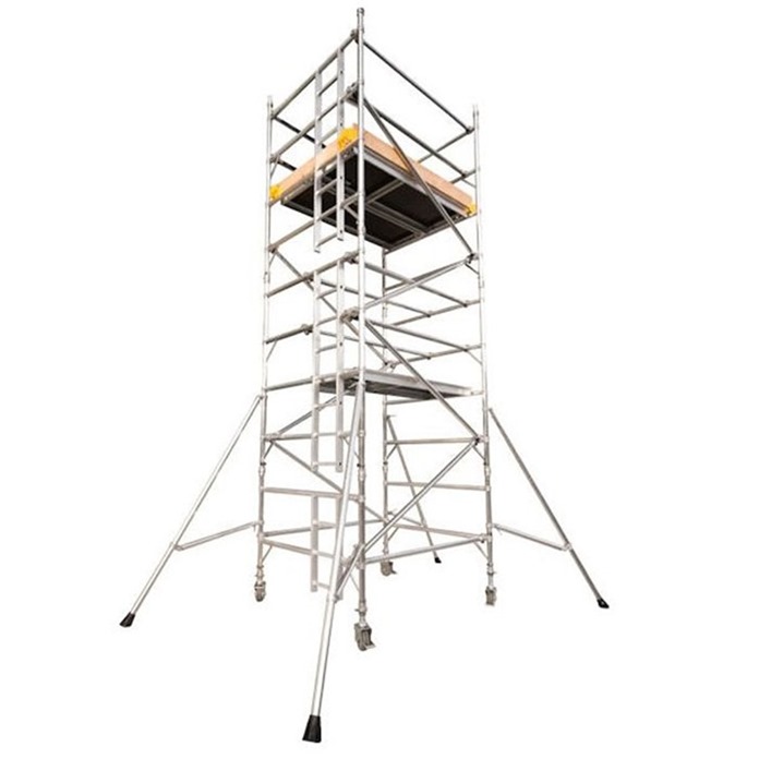 Aluminium Industrial Scaffold Tower Double Width 1.45m x 1.8m Long x 5.2m Working Height