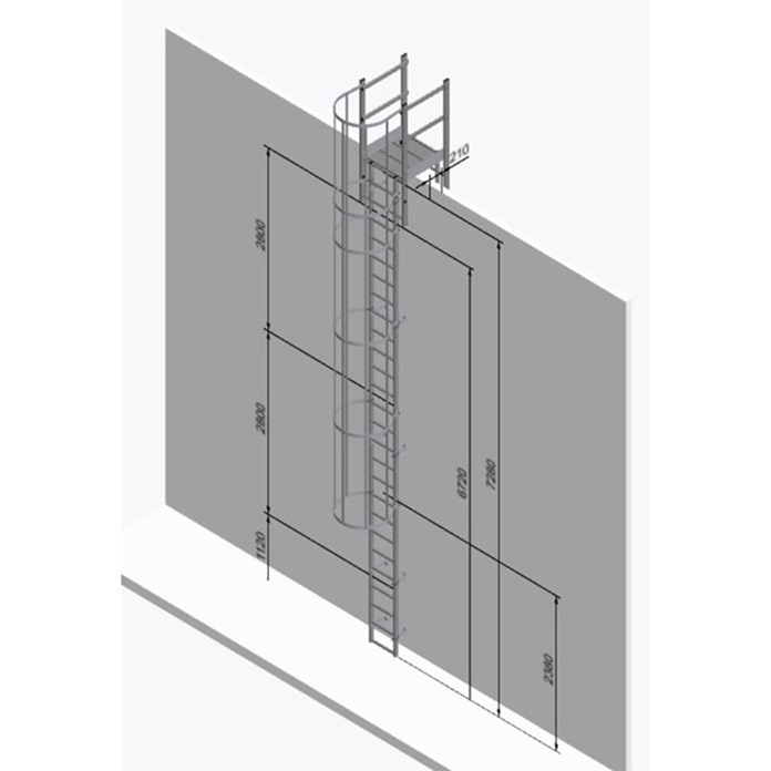 Fixed Vertical Ladder - Hoops & Parapet Crossover