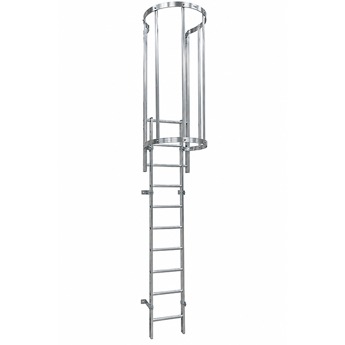 Galvanised Vertical Access Ladder with Cage & Walkthrough