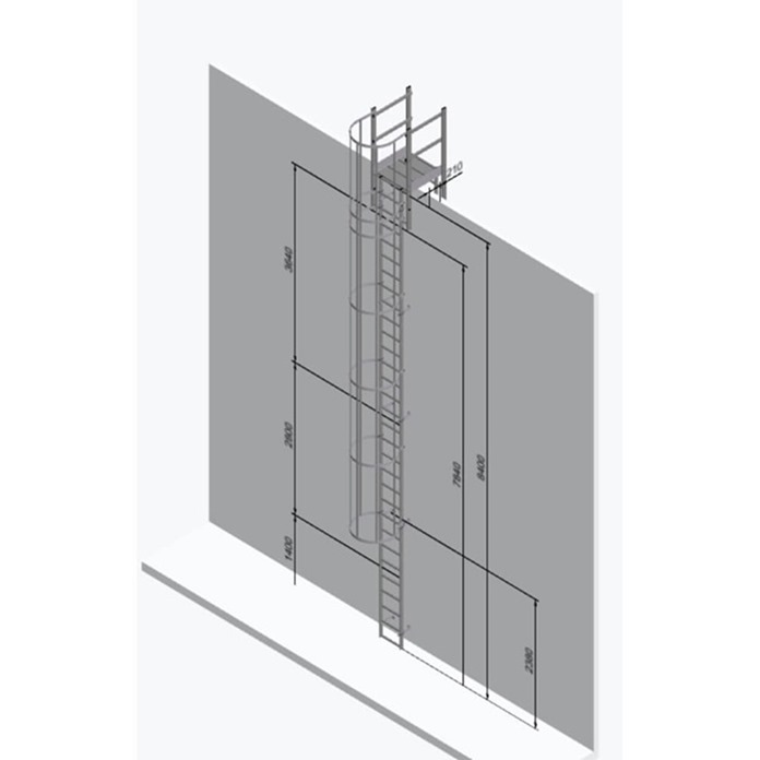 Fixed Vertical Ladder – Cage & Parapet Crossover