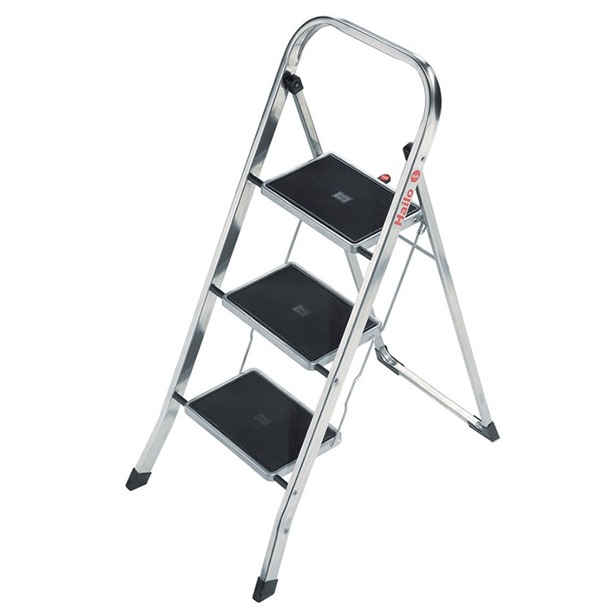 Folding step stool with 3 treads