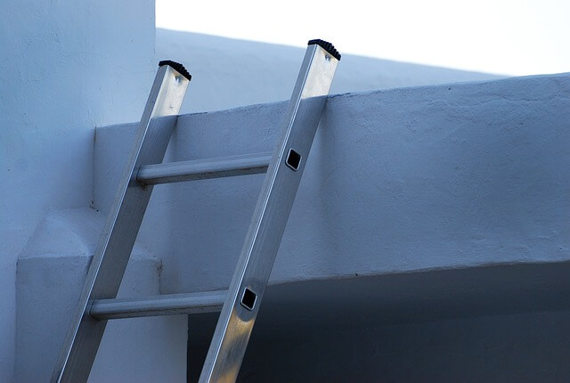 leaning ladder against a wall