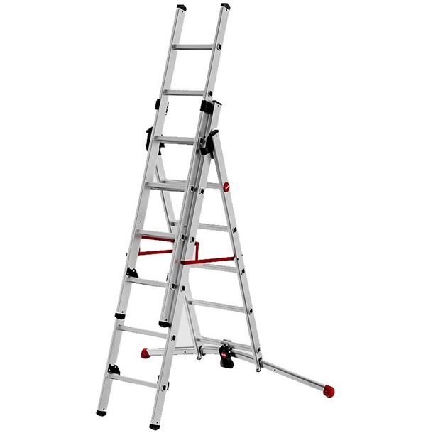 Combination ladder with adjustable pedal