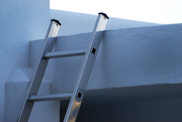 Ladder leaning against wall