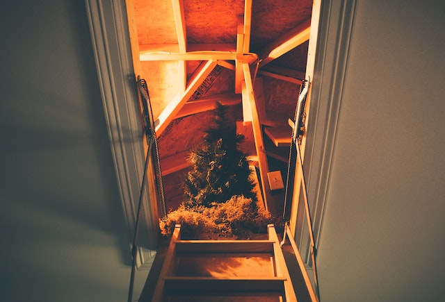 christmas decorations in the loft
